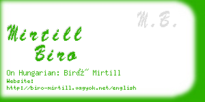 mirtill biro business card