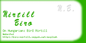 mirtill biro business card